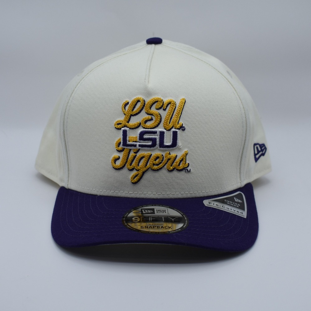 New Era 9FIFTY A-Frame LSU Tigers Chainstitch Precurved Snapback Cap Hat NWT